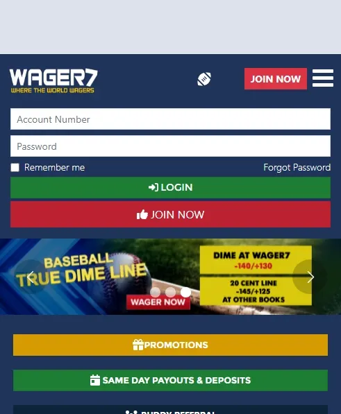Wager7 Casino — mobile